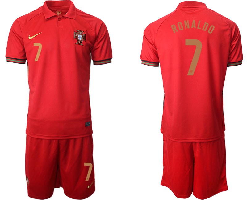 Men 2021 European Cup Portugal home red #7 Soccer Jersey->belgium jersey->Soccer Country Jersey